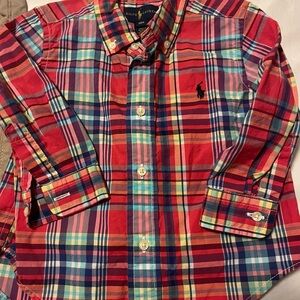 Ralph Lauren Toddler Plaid Shirt - Red and Blue 18M